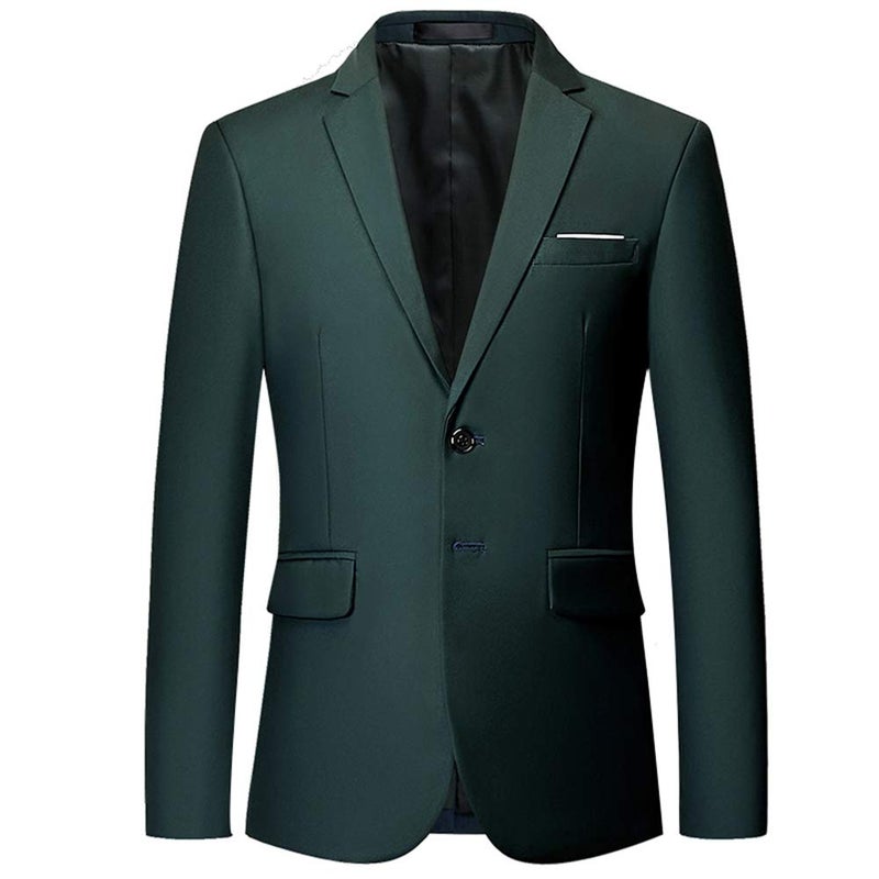 YFFUSHI Mens Slim Fit Blazer 2 Button Lightweight Sport Coat Jacket for Wedding Prom Party Dinner Dark Green - Image 1